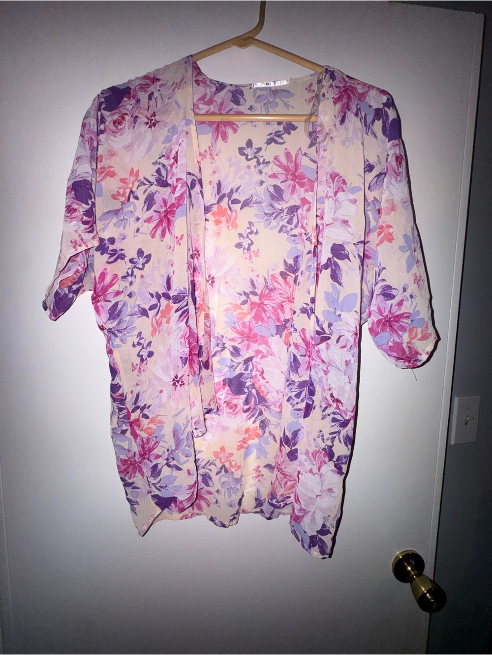 3rd + MALT Floral Sheer Kimono in Lavender and Pink
